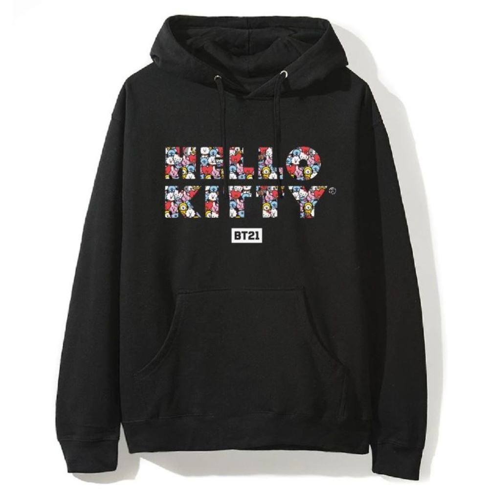 BT21 X Hello Kitty Puzzled Black Hoodie